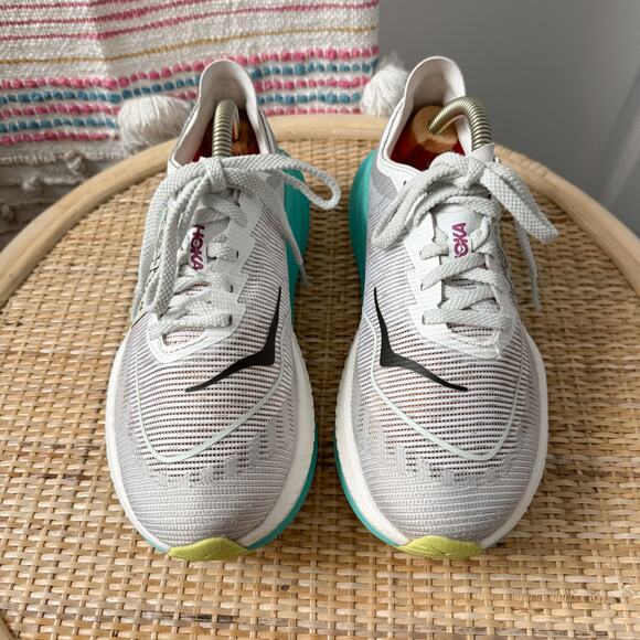 Hoka One One Mach X 2 White Aqua Road Running Sneakers Women’s Size 7 - Picture 3 of 8